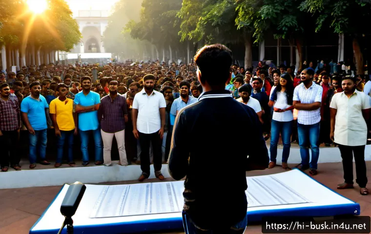 Home 17 거리공연 공연 기획 팁 - Photorealistic street performance planning scene in a lively Indian pedestrian plaza, a young event ...